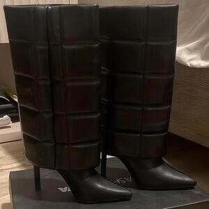 ASOS Black Quilted Knee-High Boots